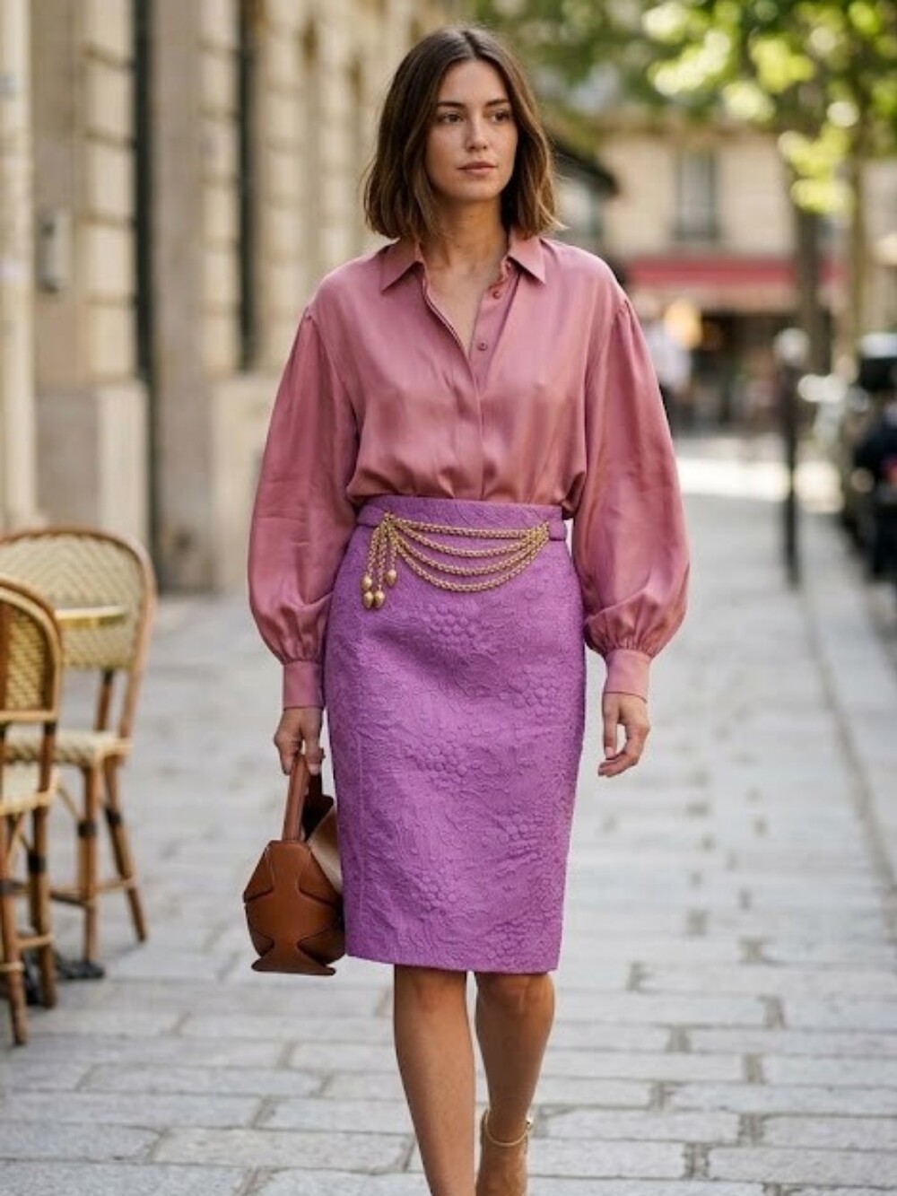 Milly runway textured purple pencil skirt 8